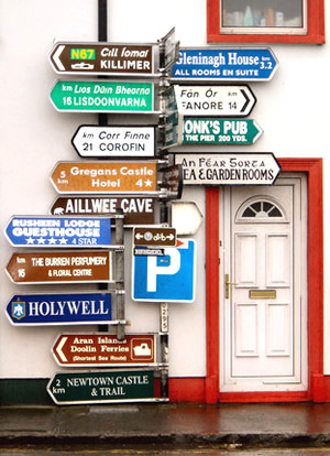 A road sign tells people where to go. Like your thesis sentence, it should be clearer than this one
